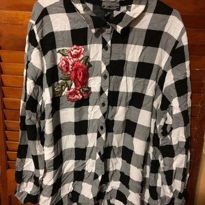 Plus Size Long Sleeve Plaid Button Down